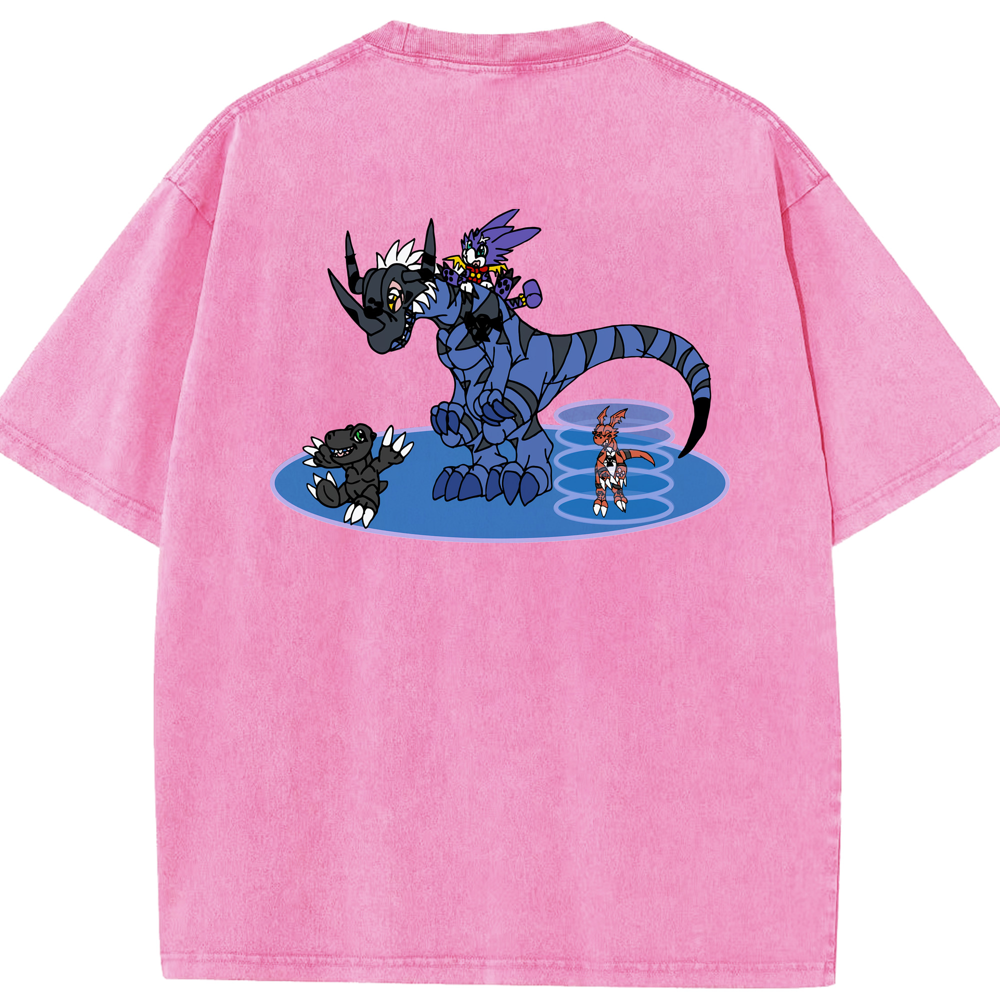（画像用） Digimon デジタルモンスター/デジモン 綿100% ヴィンテージ風 半袖Tシャツ（背面プリント）